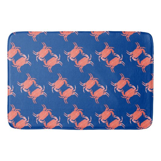 Crab Pattern Blue Dusche Badematte (Vorderseite)
