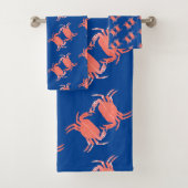 Crab Pattern Blue Dusche Badhandtuch Set (Insitu)
