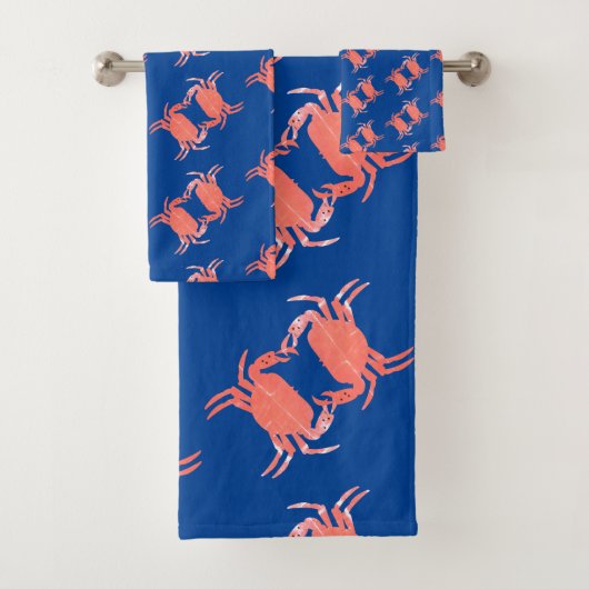 Crab Pattern Blue Dusche Badhandtuch Set (Insitu)