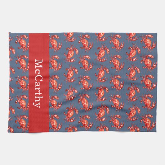 Crab Pattern Summer Beach Personalisierte Marine Geschirrtuch (Horizontal)