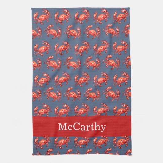 Crab Pattern Summer Beach Personalisierte Marine Geschirrtuch (Vertikal)