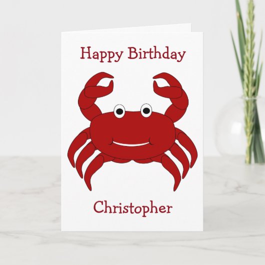 Crab Personalisiert Geburtstag Karte (Vorderseite)