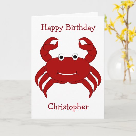 Crab Personalisiert Geburtstag Karte (Gelbe Blume)
