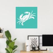 Crab Print Not Look Aquamarin Blue Seafood Poster (Heimbüro)