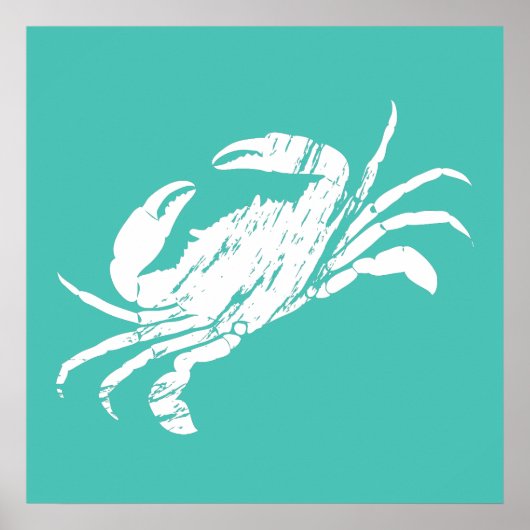 Crab Print Not Look Aquamarin Blue Seafood Poster (Vorne)