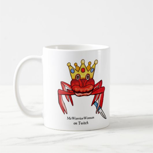 Crab Royalty mit Messer, MeWarriorFrau auf Twitch Kaffeetasse (Links)