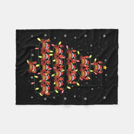 Crab Santa Christmas Tree Lights Ugly Sweater Styl Fleecedecke (Vorderseite (Horizontal))