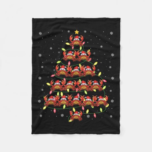 Crab Santa Christmas Tree Lights Ugly Sweater Styl Fleecedecke (Vorderseite)