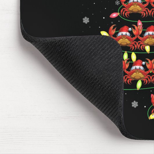 Crab Santa Christmas Tree Lights Ugly Sweater Styl Mousepad (Ecke)