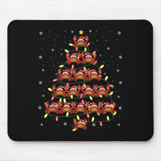 Crab Santa Christmas Tree Lights Ugly Sweater Styl Mousepad (Vorne)