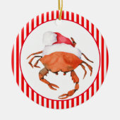 Crab Santa Christmas Watercolor Keramik Ornament (Vorne)