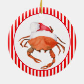 Crab Santa Christmas Watercolor Keramik Ornament (Hinten)