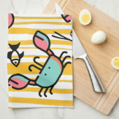 Crab Seafood Fish Pattern  Geschirrtuch (Viertel Falte)