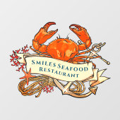 Crab Seafood Restaurant Front anpassen Fensteraufkleber (Blatt)