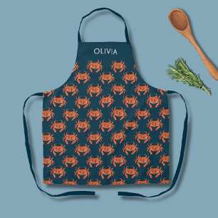 Crab Seaside Pattern Personalisiert Name Schürze