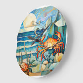 Crab Serenade Große Wanduhr (Winkel)