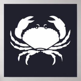 CRAB-Silhouette auf marineblau Poster