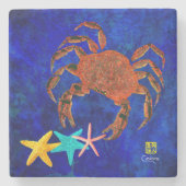 Crab & Starfish - Marmor-Untersetzer Steinuntersetzer (Vorderseite)