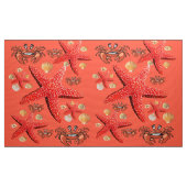 Crab Starfish Orange Red Fabric Stoff (Yard (91,4 cm))