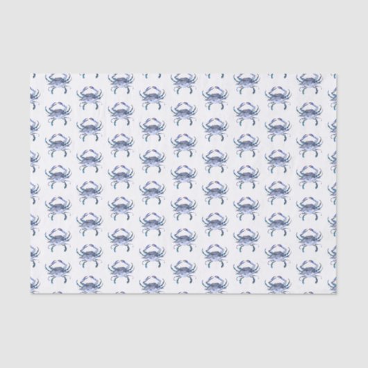 Crab Tissue Blue Watercolor Pattern Beach Seidenpapier (Vorderseite)