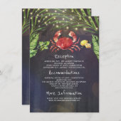 Crab Tropical Wedding Information Guest Begleitkarte (Vorne/Hinten)