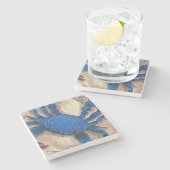 Crab und Seashell Stone Untersetzer (Seitenansicht)