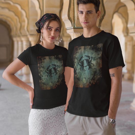 Crab Vintag Art Rusted Aquamarin Stone T-Shirt