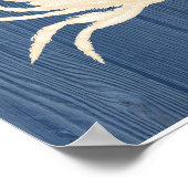 Crab Vintag Blue Wood Beach Poster (Ecke)