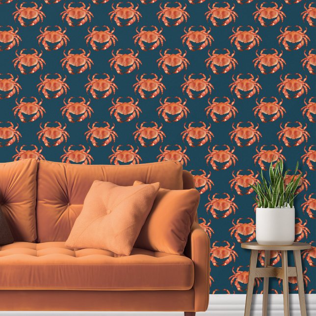 Crab-Wasserstrand Tapete (Brown crab nautical wallpaper)