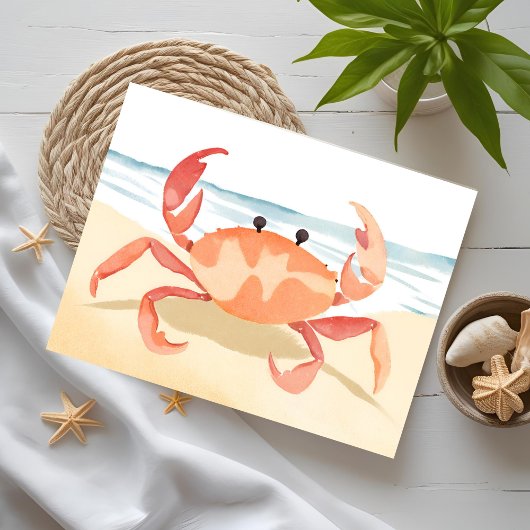 Crab Watercolor Beach Shore | Küstenurlaub Postkarte