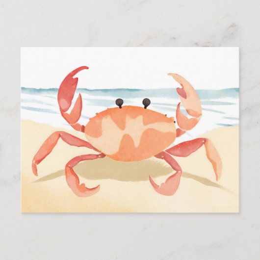 Crab Watercolor Beach Shore | Küstenurlaub Postkarte (Vorderseite)