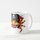 Crab Wears Pirate Hat - Funny T-Shirt Kaffeetasse (VorderseiteRechts)