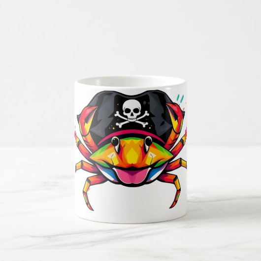 Crab Wears Pirate Hat - Funny T-Shirt Kaffeetasse (Mittel)