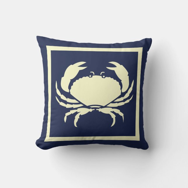 CRAB, weiß auf dem Kissen der Marine (Vorderseite)
