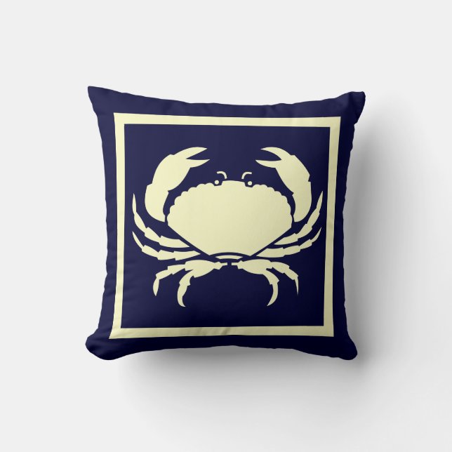 CRAB, weiß auf dem Kissen der Marine (Vorderseite)