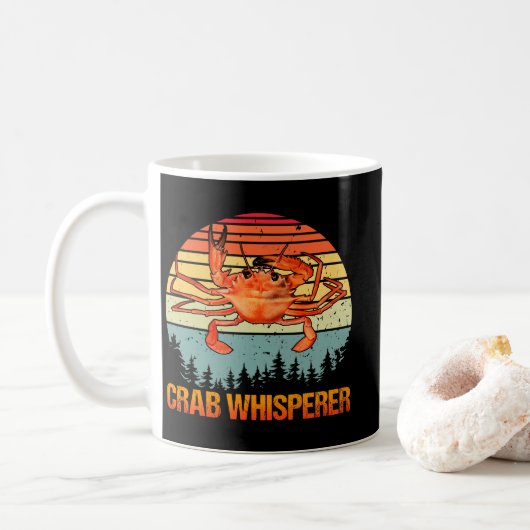 Crab Whisperer Vintage Crabbing Hunting Fishing Kaffeetasse (Mit Donut)