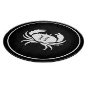 CRAB WHITE auf BLACK Stilvolle moderne Streifen Schneidebrett (Ecke)