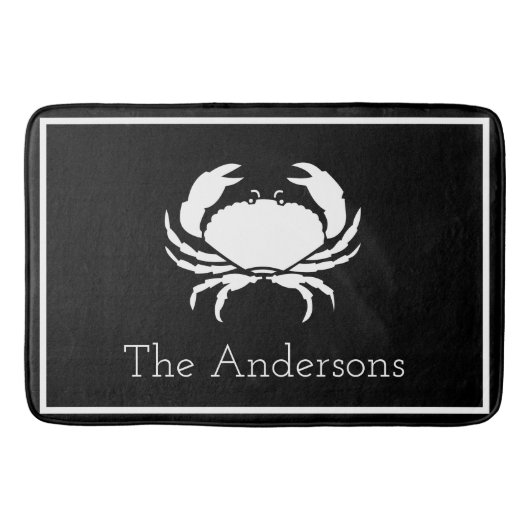 CRAB WHITE on BLACK initial Modern Letter Badematte (Vorderseite)