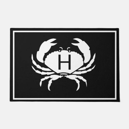 CRAB WHITE on BLACK initial Modern Letter Fußmatte (Vorderseite)