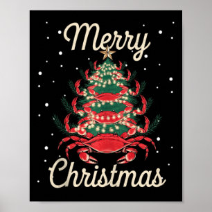 Crab Xmas Tree Crab Weihnachtsbaum Poster