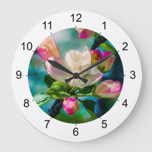 Crabapple Blume und Knospen Große Wanduhr
