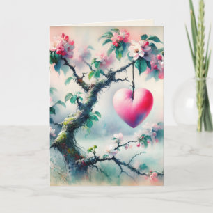 Crabapple Tree Heart Valentinstag Karte