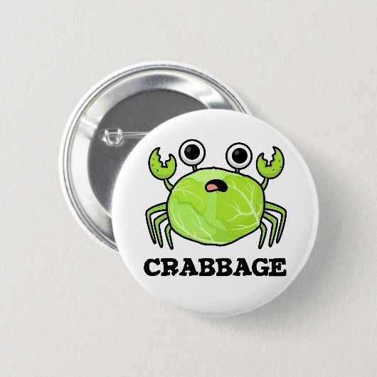 Crabbage Funny Cabbage Crab Pub Button (Vorne & Hinten)