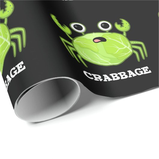 Crabbage Funny Cabbage Crab Pub Dark BG Geschenkpapier (Rolleneckpunkt)