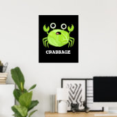Crabbage Funny Cabbage Crab Pub Dark BG Poster (Heimbüro)