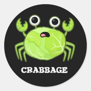 Crabbage Funny Cabbage Crab Pub Dark BG Runder Aufkleber