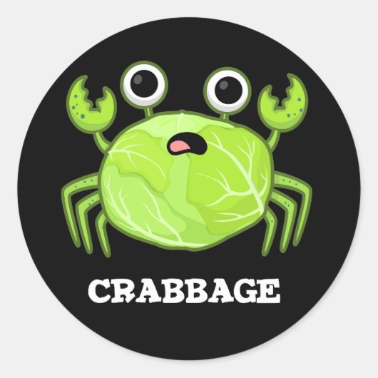 Crabbage Funny Cabbage Crab Pub Dark BG Runder Aufkleber (Vorderseite)