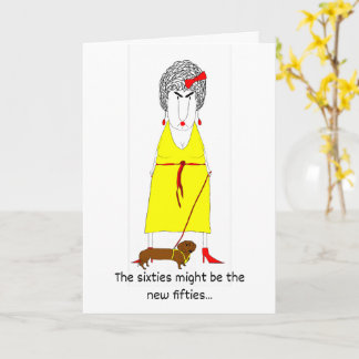 Crabby Baby Boomer with Yellow Dress and Dog Karte