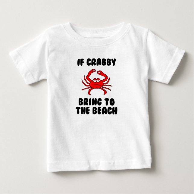 Crabby bringt Niedlich an den Strand Baby T-shirt (Vorderseite)