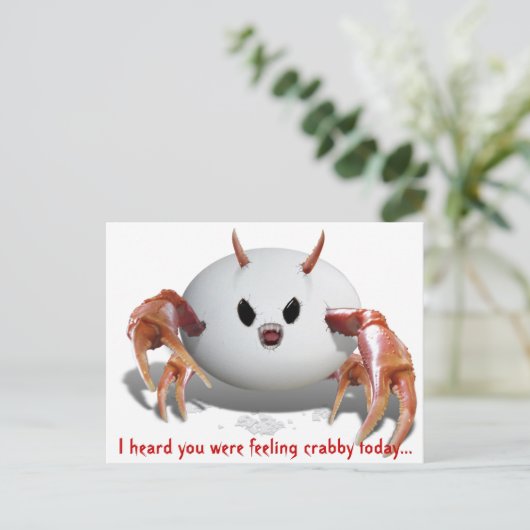Crabby Egg Postkarte (Stehend Vorderseite)